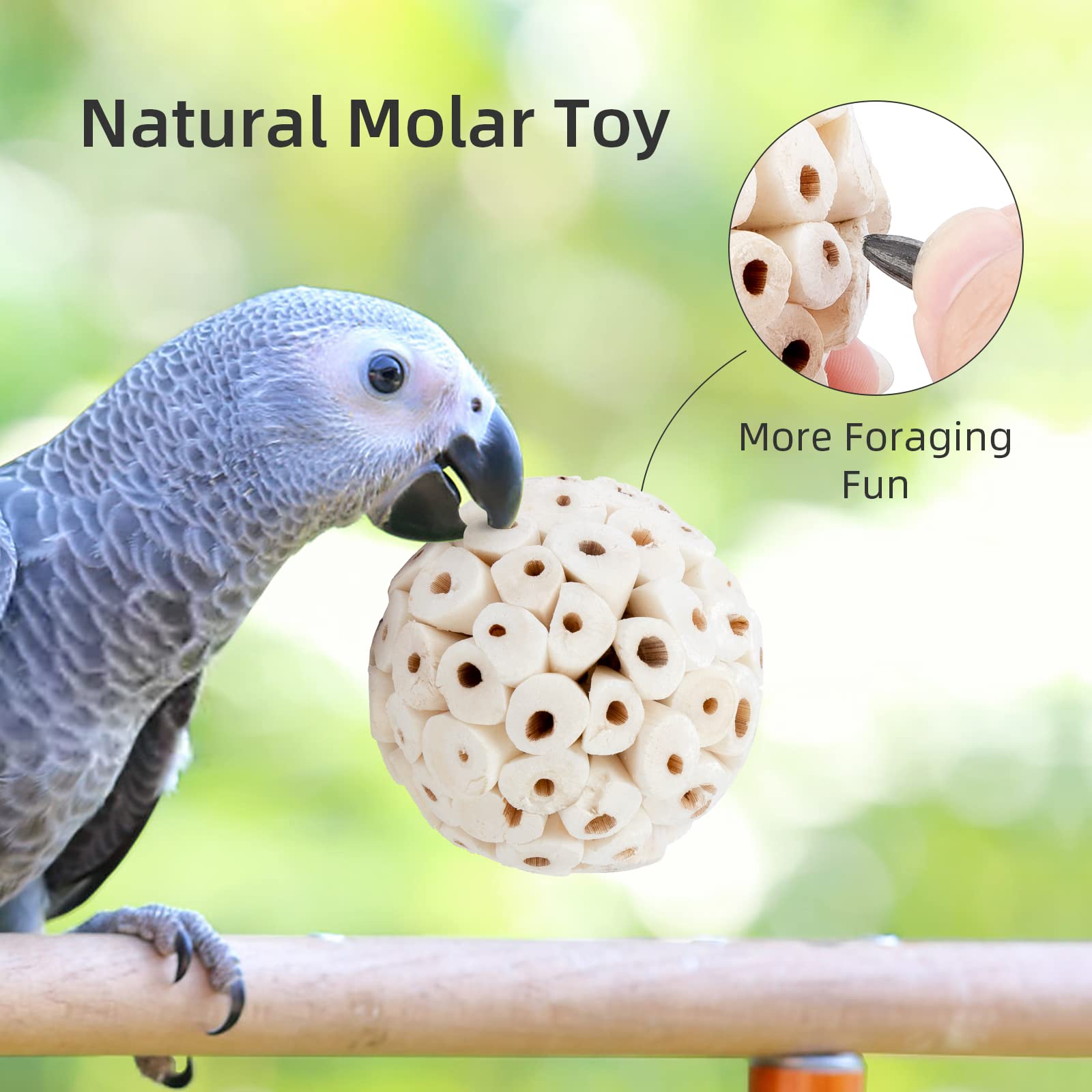 Andwe Bird Toy Sola Ball - Natural Soft Chew Shredding & Foraging Toy For Cockatiel Conure Quaker Parrot Budgie Parakeet Rabbit